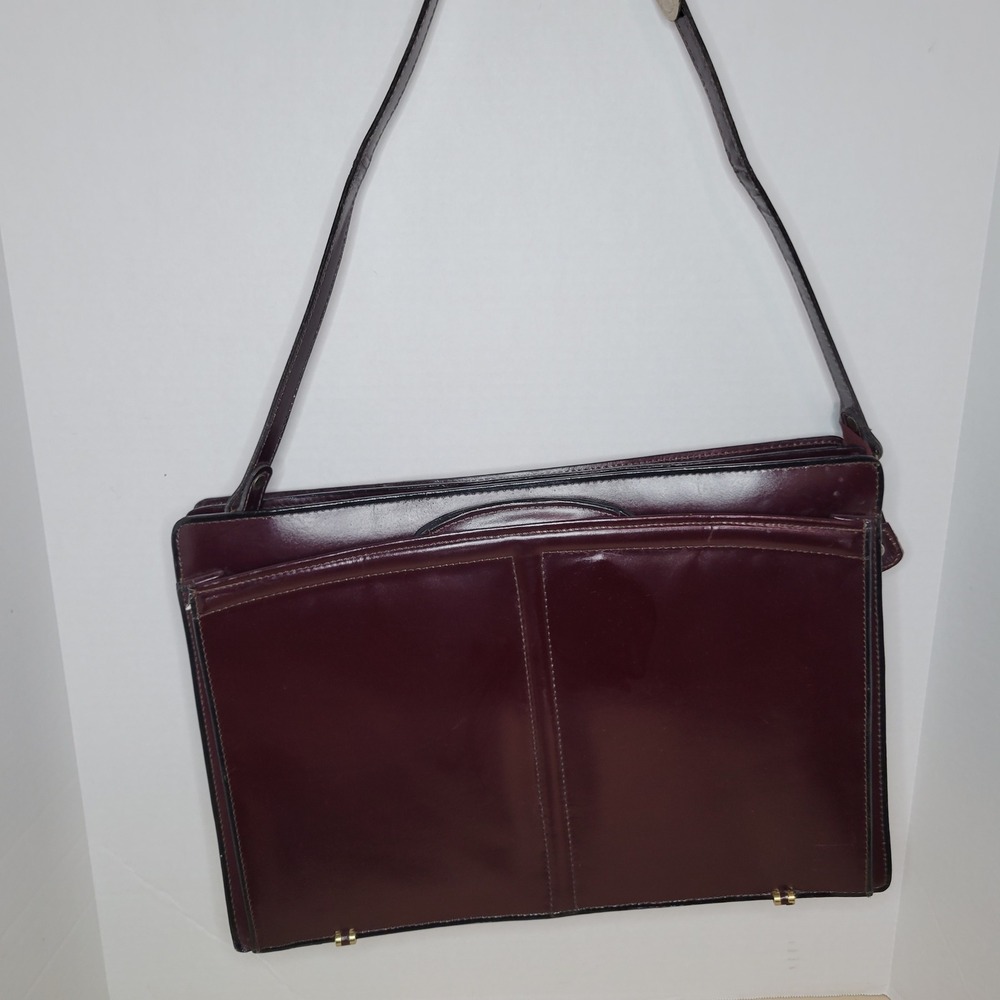 Vintage Mallard Classic Burgundy Leather Portfolio Attache Bag Top Handle Strap
